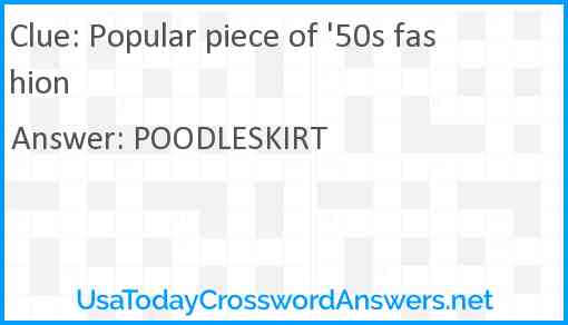 Popular piece of '50s fashion Answer