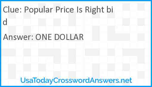 Popular Price Is Right bid Answer