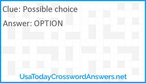 Possible choice Answer