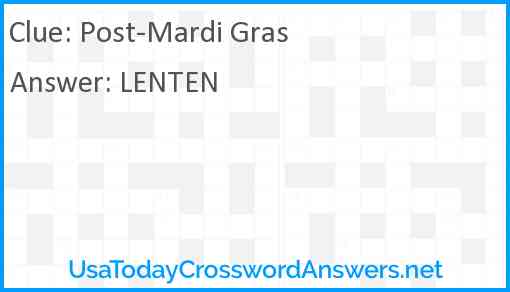 Post-Mardi Gras Answer