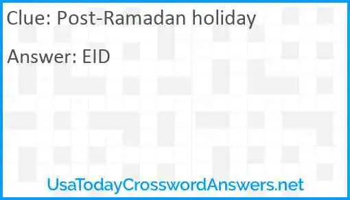 Post-Ramadan holiday Answer