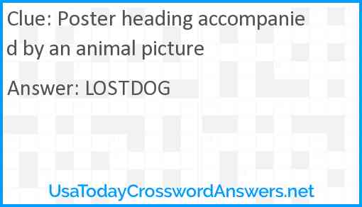 Poster heading accompanied by an animal picture Answer