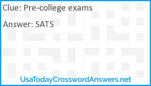 Pre-college exams Answer