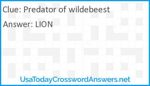 Predator of wildebeest Answer