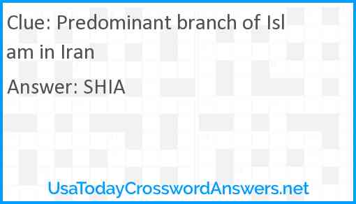 Predominant branch of Islam in Iran Answer