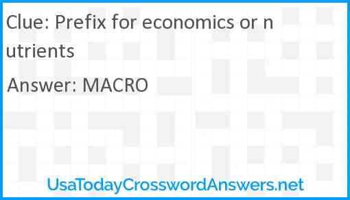 Prefix for economics or nutrients Answer