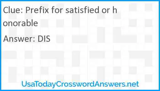 Prefix for satisfied or honorable Answer