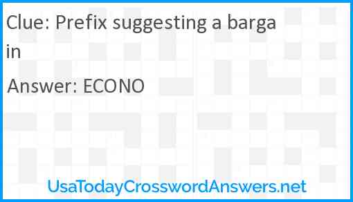 Prefix suggesting a bargain Answer