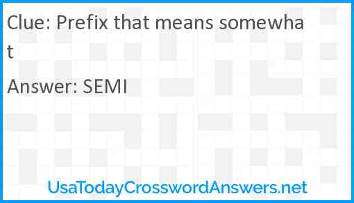 Prefix that means somewhat Answer
