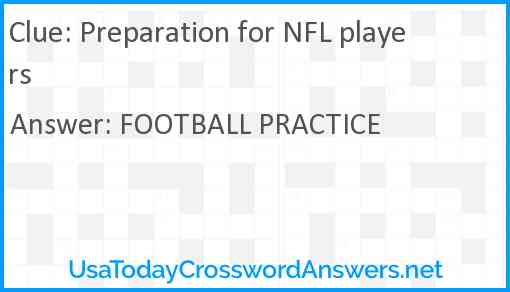 Preparation for NFL players Answer