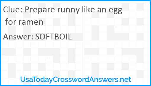 Prepare runny like an egg for ramen Answer