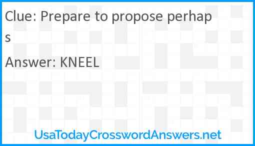 Prepare to propose perhaps Answer