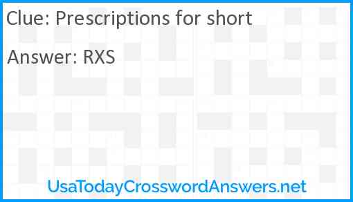 Prescriptions for short Answer