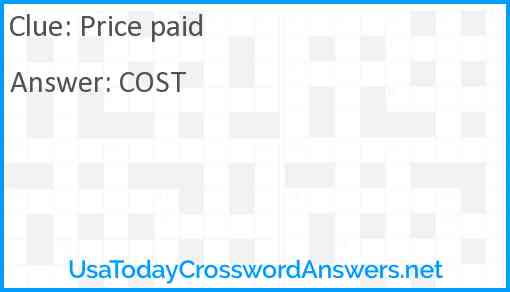 Price paid Answer