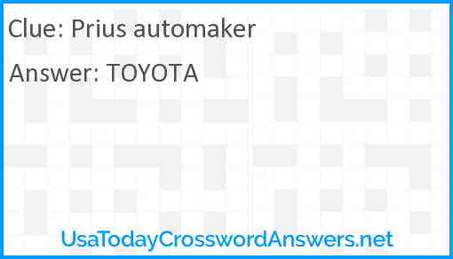 Prius automaker Answer