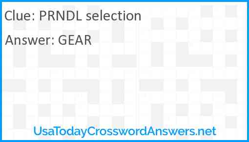 PRNDL selection Answer