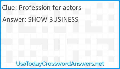 Profession for actors Answer