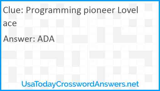 Programming pioneer Lovelace Answer