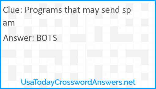 Programs that may send spam Answer