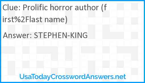 Prolific horror author (first%2Flast name) Answer