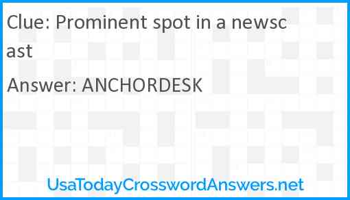 Prominent spot in a newscast Answer