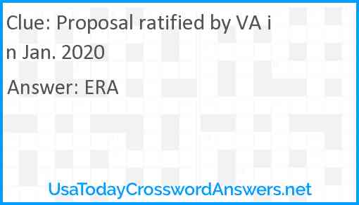 Proposal ratified by VA in Jan. 2020 Answer