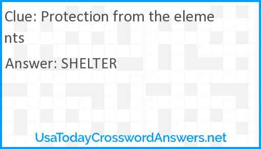 Protection from the elements Answer