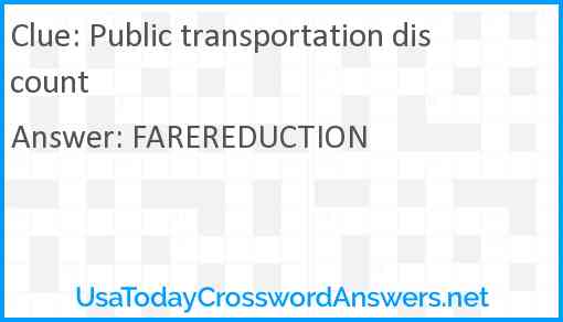 Public transportation discount Answer