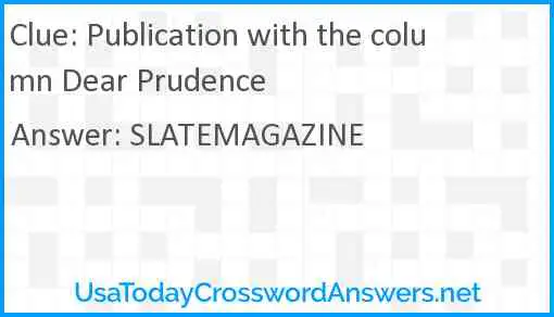 Publication with the column Dear Prudence Answer
