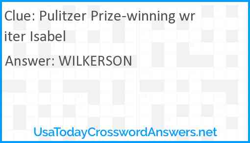 Pulitzer Prize-winning writer Isabel Answer
