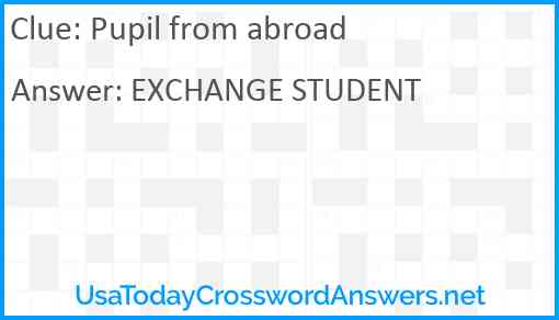 Pupil from abroad Answer