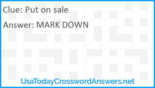 Put on sale Answer