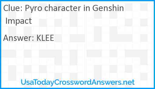 Pyro character in Genshin Impact Answer