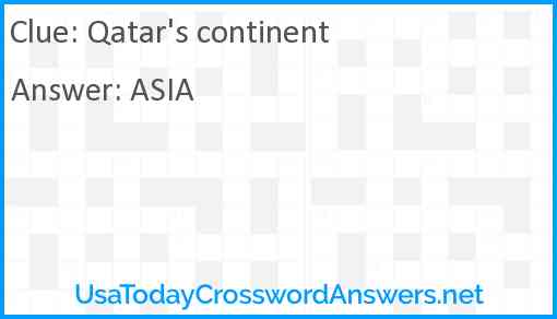 Qatar's continent Answer