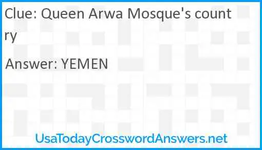 Queen Arwa Mosque's country Answer