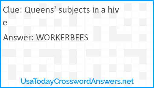 Queens' subjects in a hive Answer
