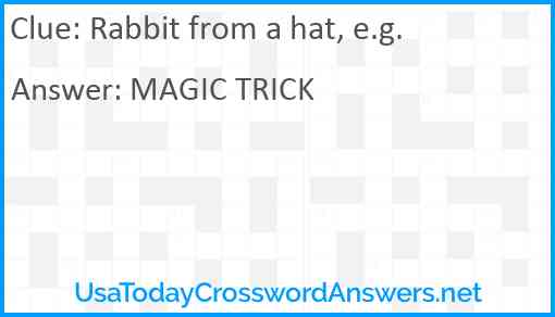 Rabbit from a hat, e.g. Answer