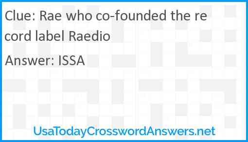 Rae who co-founded the record label Raedio Answer