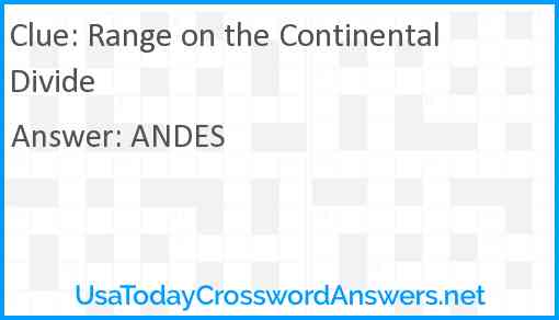 Range on the Continental Divide Answer