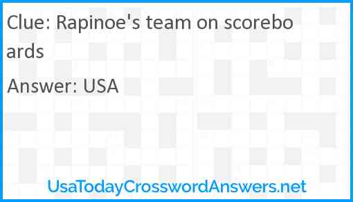 Rapinoe's team on scoreboards Answer