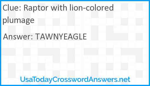 Raptor with lion-colored plumage Answer