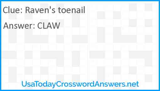 Raven's toenail Answer