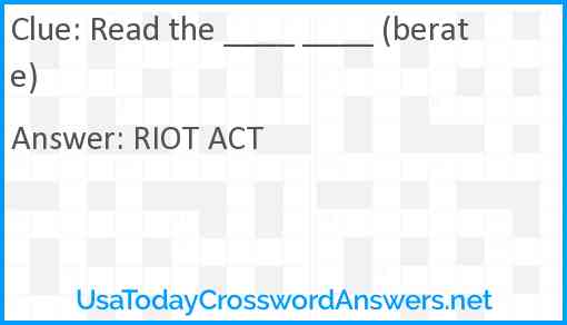 Read the ____ ____ (berate) Answer