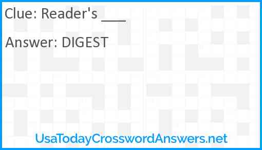 Reader's ___ Answer