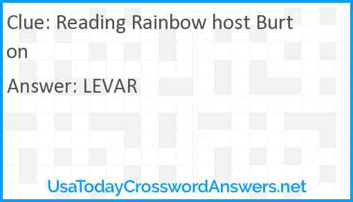 Reading Rainbow host Burton Answer