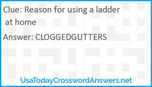 Reason for using a ladder at home Answer