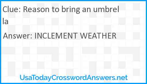 Reason to bring an umbrella Answer