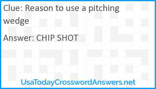 Reason to use a pitching wedge Answer