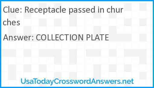 Receptacle passed in churches Answer