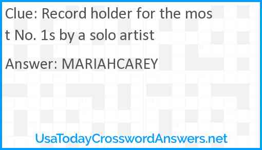 Record holder for the most No. 1s by a solo artist Answer